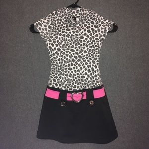 Leopard Dress w/Pink Belt-Small 6/6X